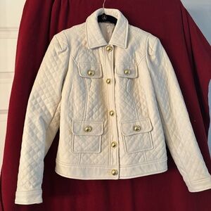 G by Giuliana Diamond Quilted Faux Leather Jacket with Gold Buttons